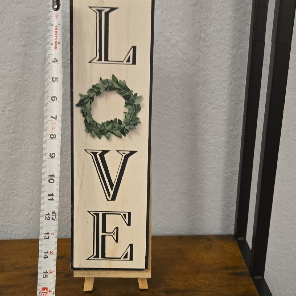 Love Wall Decor with Green Wreath